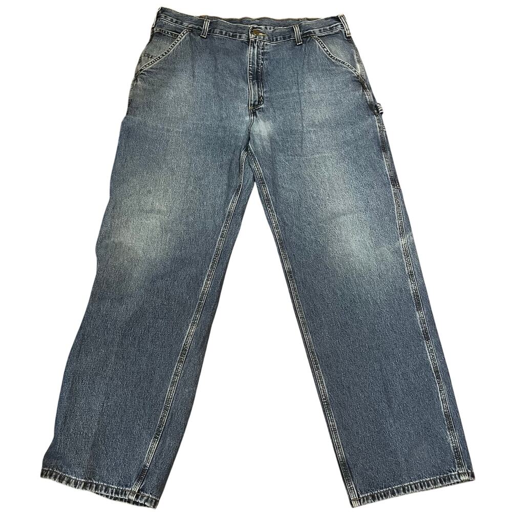 Carhartt Men’s Washed Denim Blue Jeans Original Dungaree Fit 38x32 B13 DPS #6